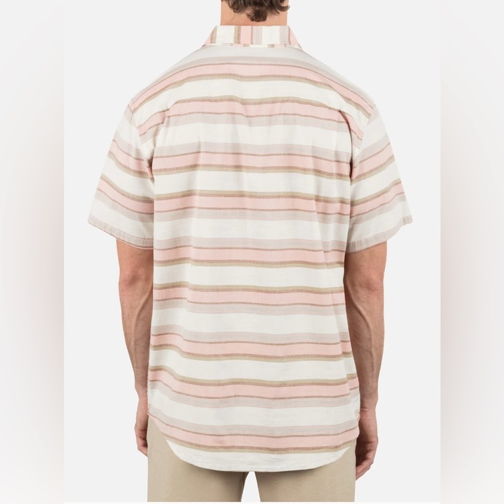 Hurley OAO Lido Stripe Button Up Shirt Men’s Medium Pink Cream NEW With Tags - Picture 3 of 4